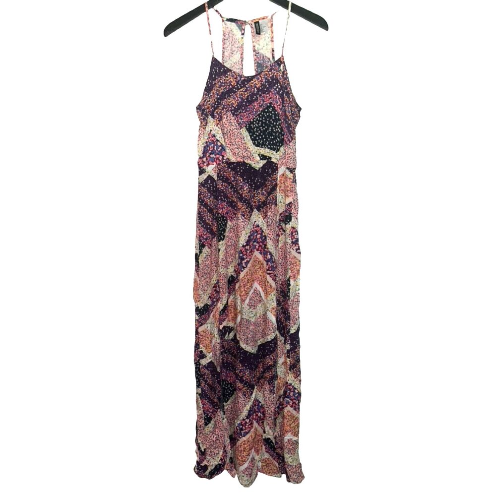 Women's Divided Patchwork Multi-Print Maxi Dress Summer Long Sleeveless Dress